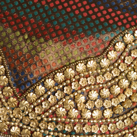 Handcrafted Multi Color with Golden Satin Pearl Acrylic Beads Potli Bag