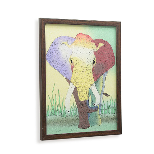 Handcrafted Gemstones Trunk Down Elephant Wall Hanging Painting