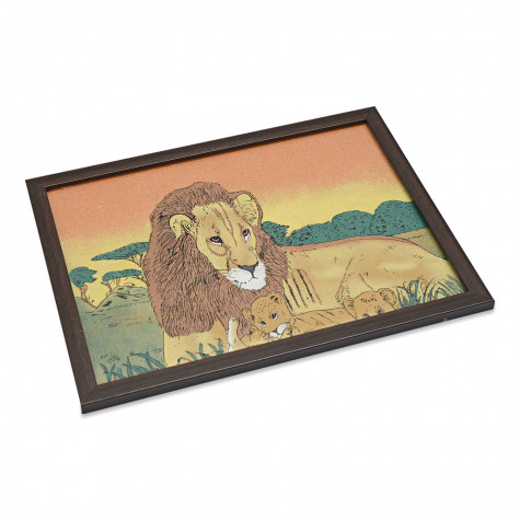 Handcrafted Gemstones Lion and cub Wall Hanging Painting