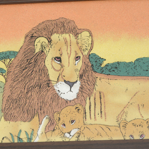 Handcrafted Gemstones Lion and cub Wall Hanging Painting