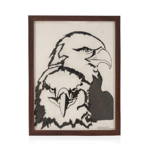 Handcrafted Gemstones Eagles Wall Hanging Painting