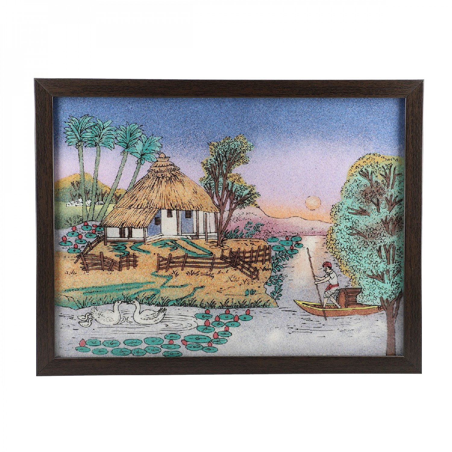 Handcrafted Gemstones Village Wall Hangiing  Painting