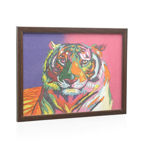 Handcrafted Gemstones Sitting Tiger Wall Hanging Painting