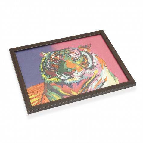 Handcrafted Gemstones Sitting Tiger Wall Hanging Painting