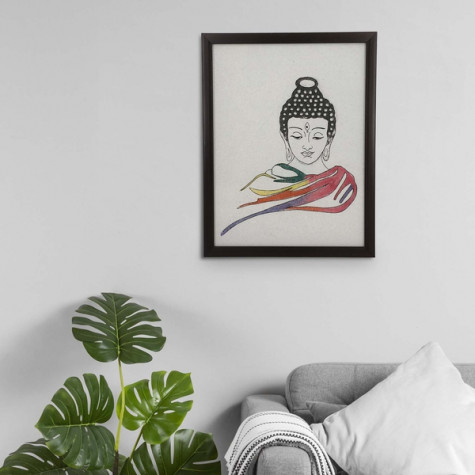Handcrafted Gemstones Multi Color Buddha Idol Wall Hanging Painting