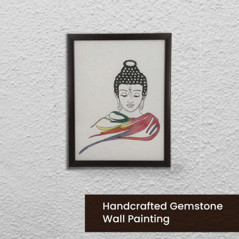 Handcrafted Gemstones Multi Color Buddha Idol Wall Hanging Painting