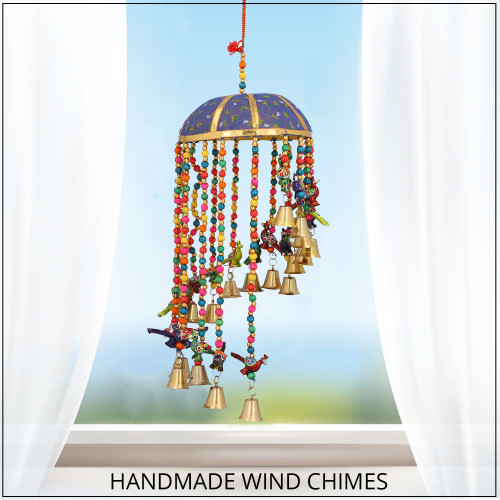 Bamboo Basket Peacock Wind Chain Hanging