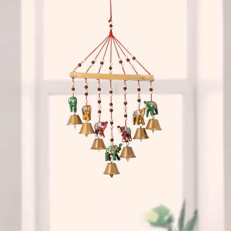 Bamboo Stick Elephant Wind Chain Set Hanging