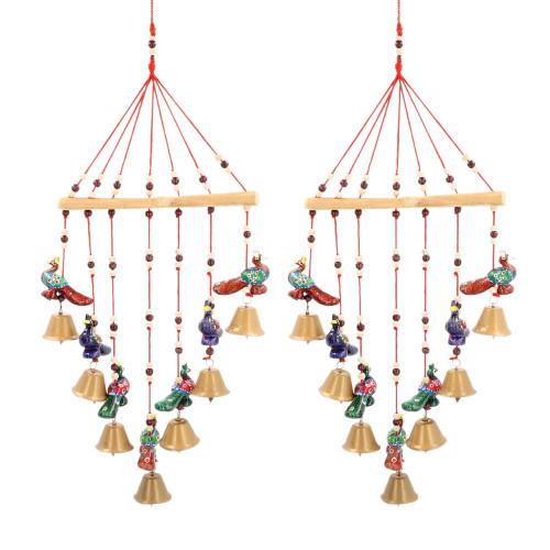 Bamboo Stick Peacock Wind Chain Set Hanging