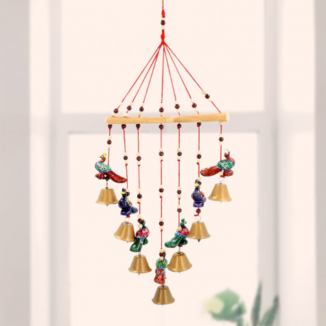Bamboo Stick Peacock Wind Chain Set Hanging