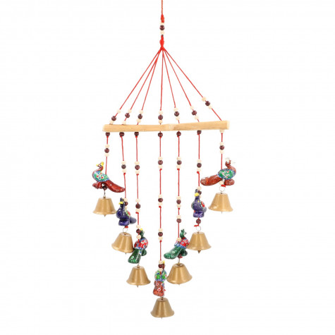 Bamboo Stick Peacock Wind Chain Set Hanging
