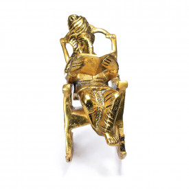Aluminum Metal Chair Ganesha Idol Golden Color