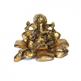 Aluminum Metal Kamal Ganesha Idol Golden 