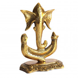Aluminum Metal Trophy Ganesha Idol Golden Color