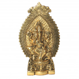 Aluminum Metal XL Ganesha Idol Golden Color