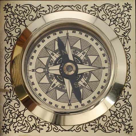 Nautical Compass With Wooden Case Golden Polish