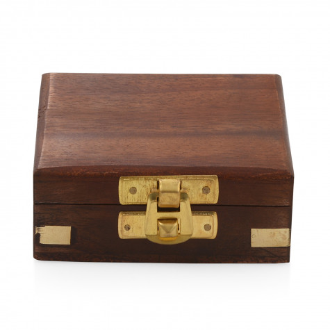 Nautical Compass With Wooden Case Golden Polish