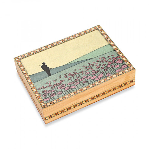 Pine Wood Gemstone Crushed Handcrafted Soldier Painting Storage Box