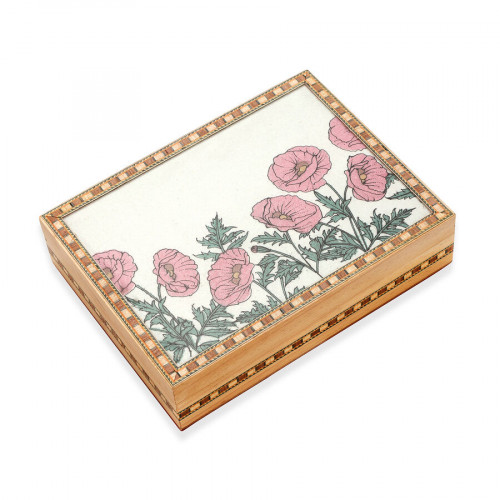 Pine Wood Gemstone Crushed Handcrafted Flowers Painting Storage Box