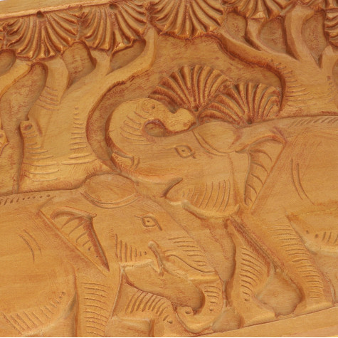 Haldu Wood Handcarved Elephant Top Design Storage Box