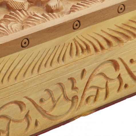 Haldu Wood Handcarved Owl Family Top Design Storage Box