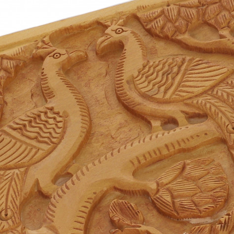 Haldu Wood Handcarved Peacock Top Design Storage Box