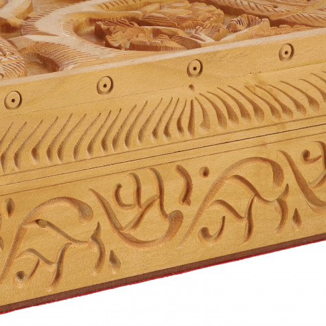 Haldu Wood Handcarved Peacock Top Design Storage Box