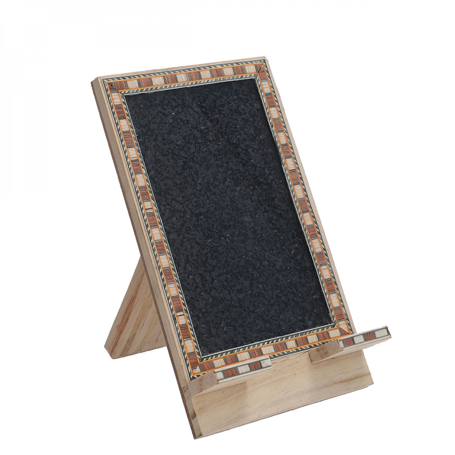 Pine Wood Shungite Stone Mobile Stand Inlay Border
