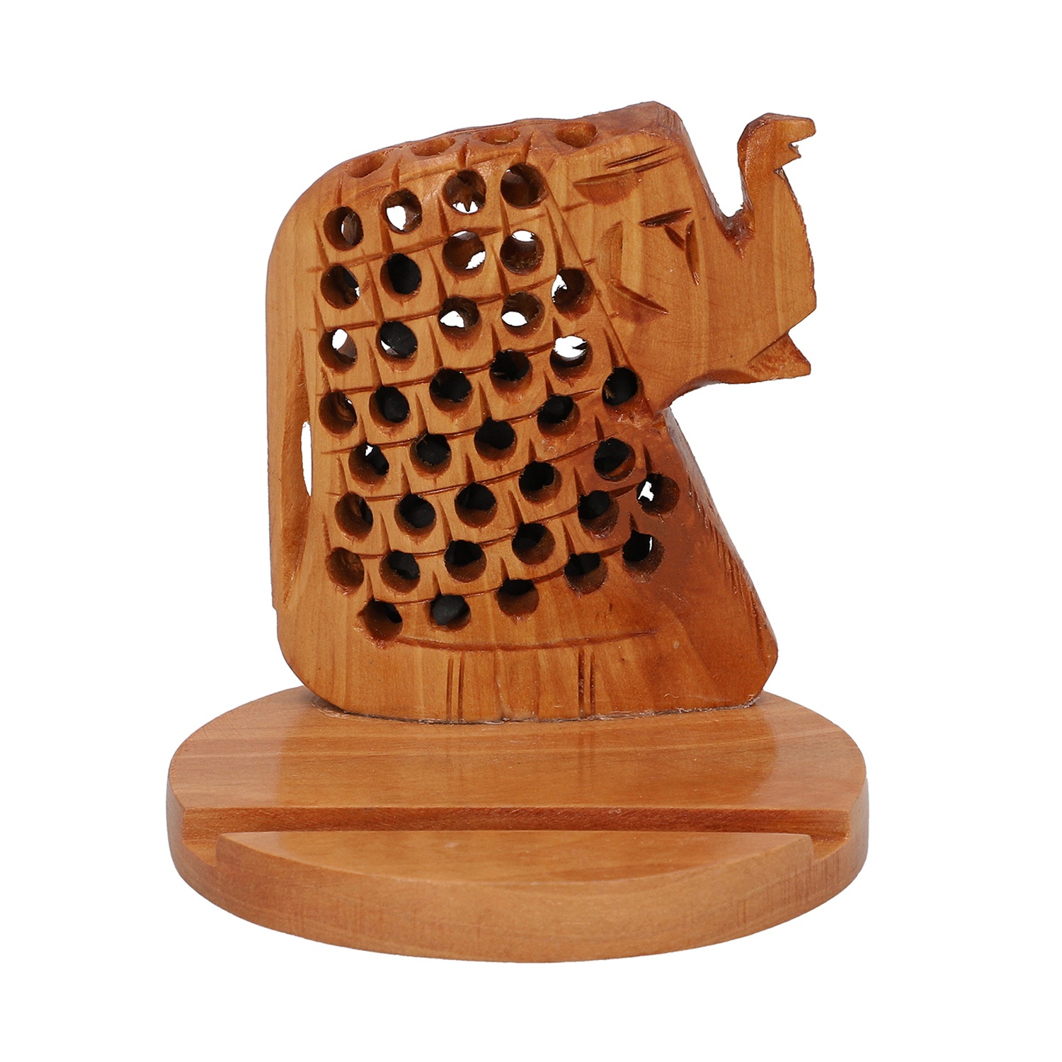 Haldu Wood Elephant Figurine Shungite Mix Mobile Stand