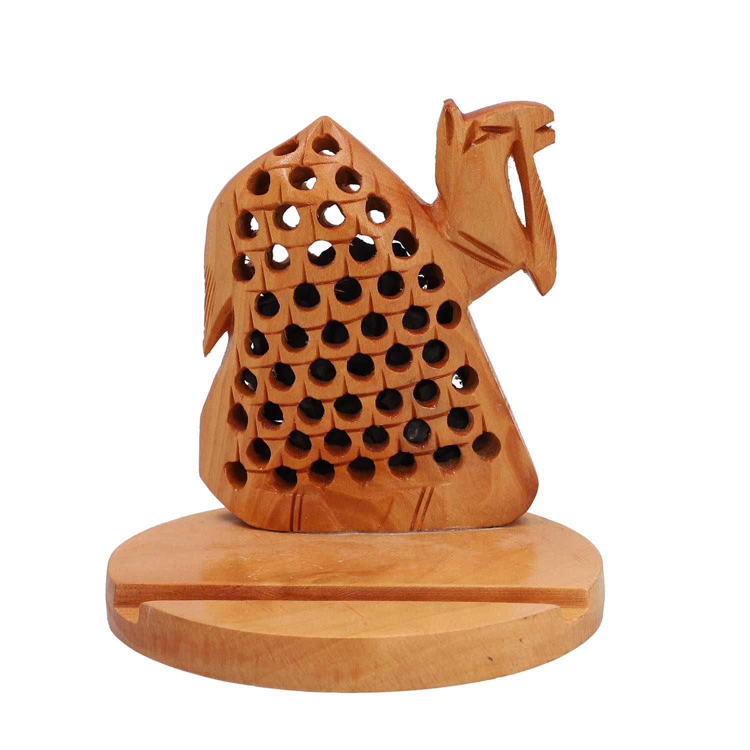 Haldu Wood Camel Figurine Shungite Mix Mobile Stand