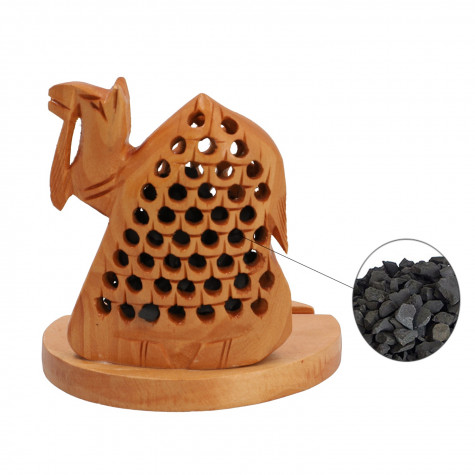 Haldu Wood Camel Figurine Shungite Mix Mobile Stand