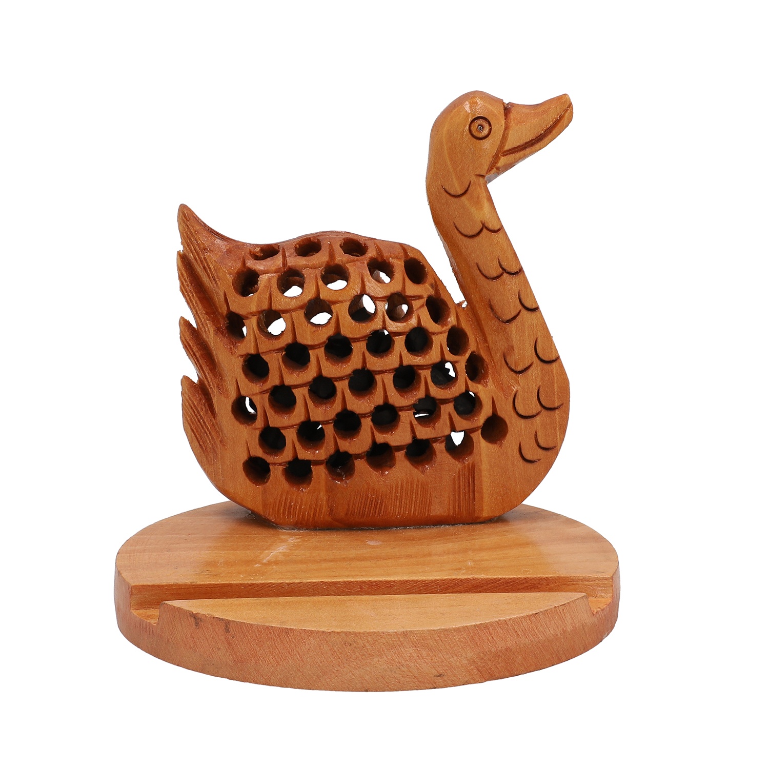 Haldu Wood Swan Figurine Shungite Mix Mobile Stand