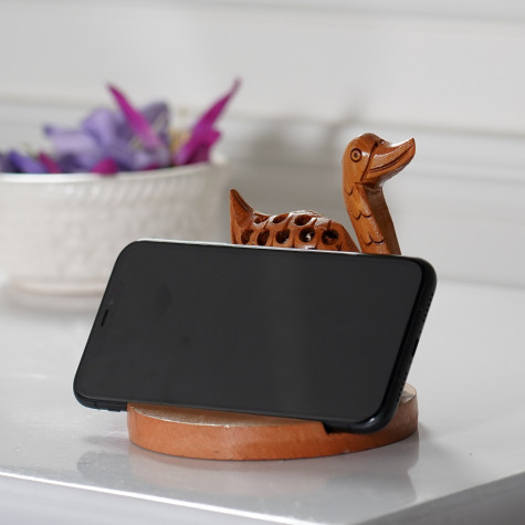 Haldu Wood Swan Figurine Shungite Mix Mobile Stand