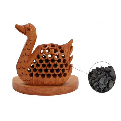 Haldu Wood Swan Figurine Shungite Mix Mobile Stand