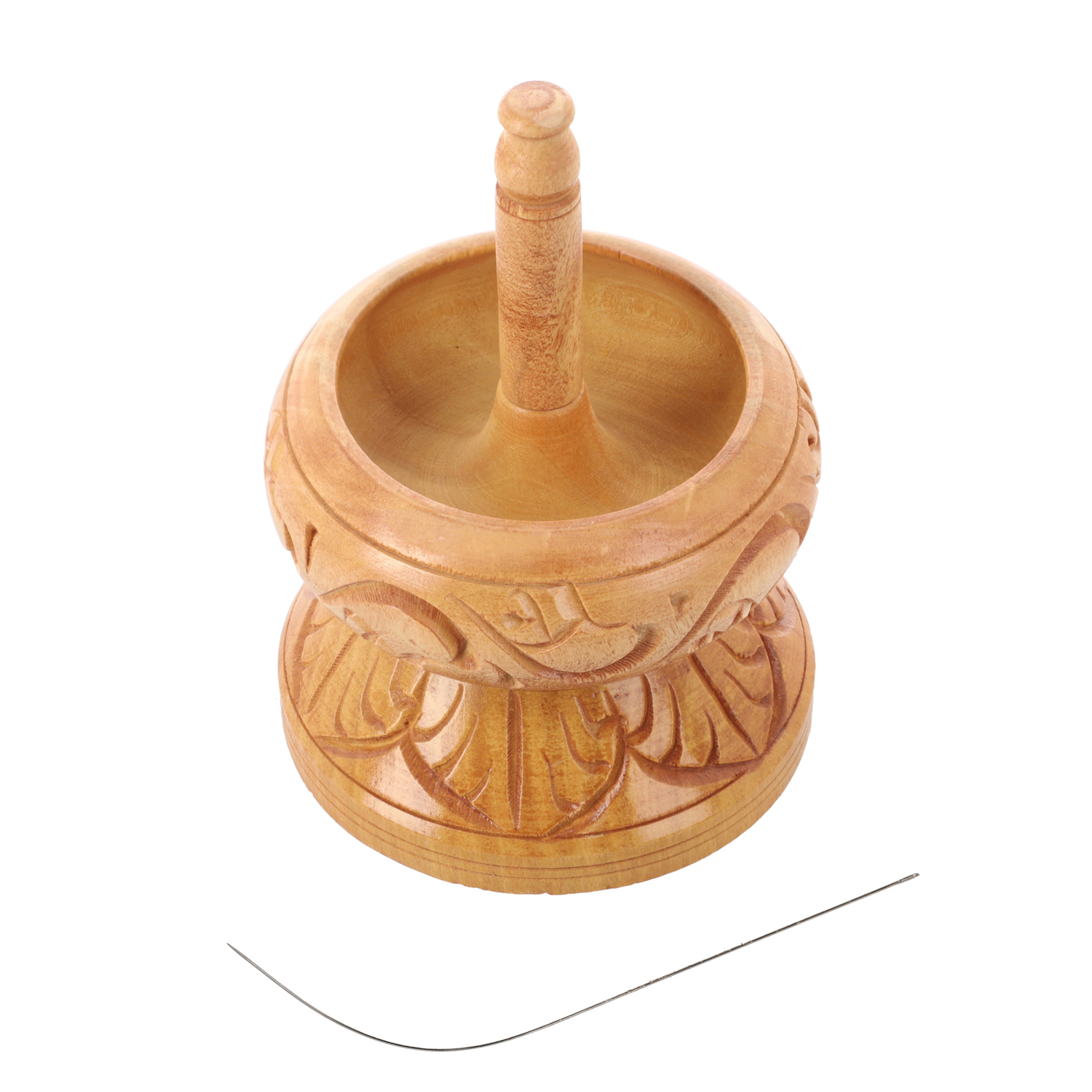 Haldu Wood Hand Carved Bead Spinner with Needle