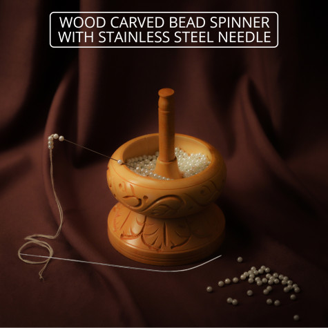 Haldu Wood Hand Carved Bead Spinner with Needle