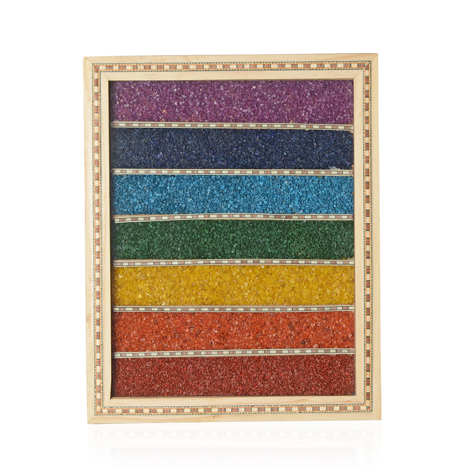 Wooden Seven Chakra Gemstones Rectangle Frame Wall Hanging