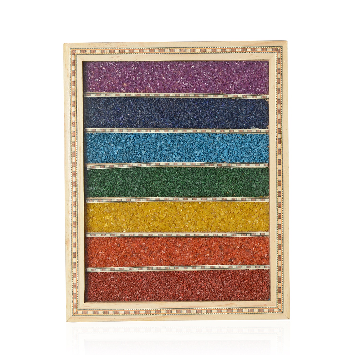 Wooden Seven Chakra Gemstones Rectangle Frame Wall Hanging