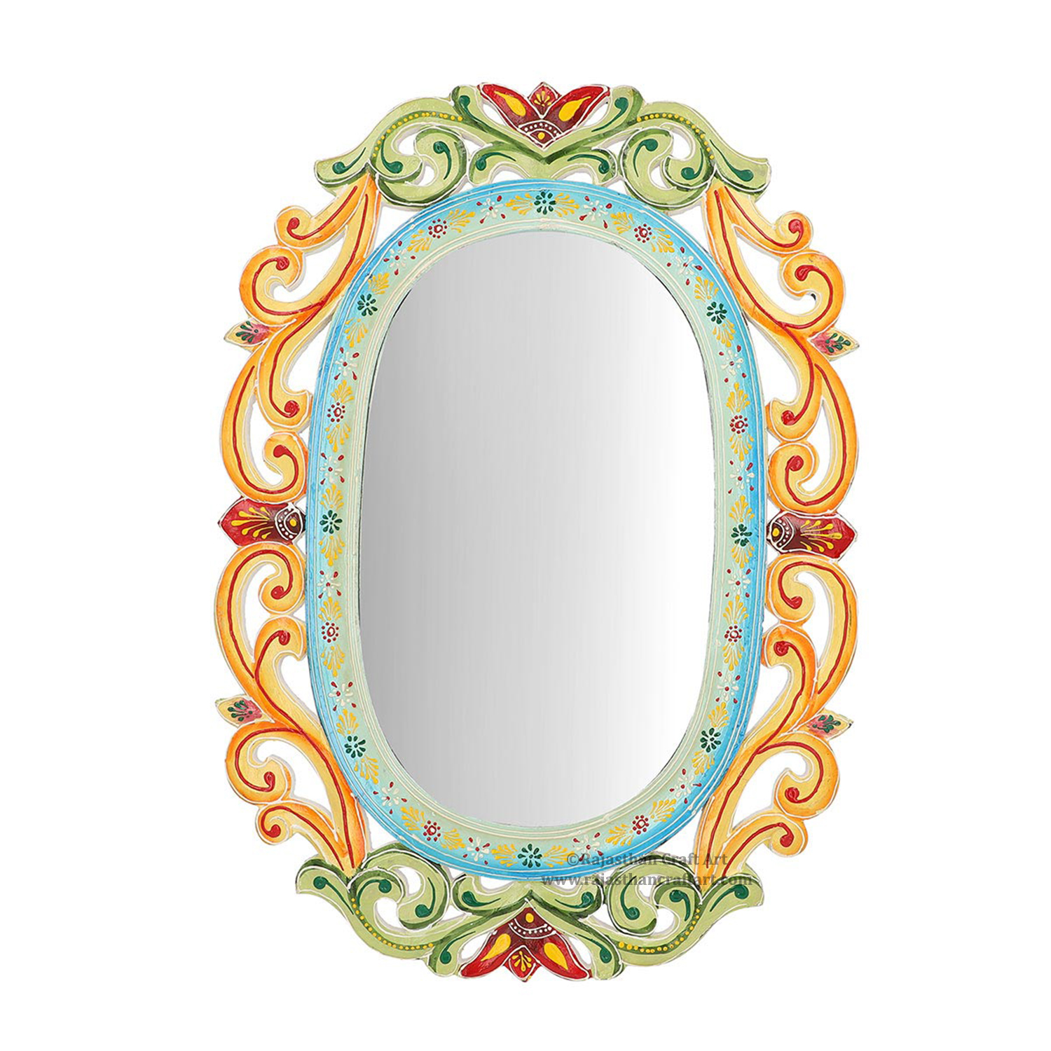 Wooden HandPainted Wall Mirror Wall Hanging