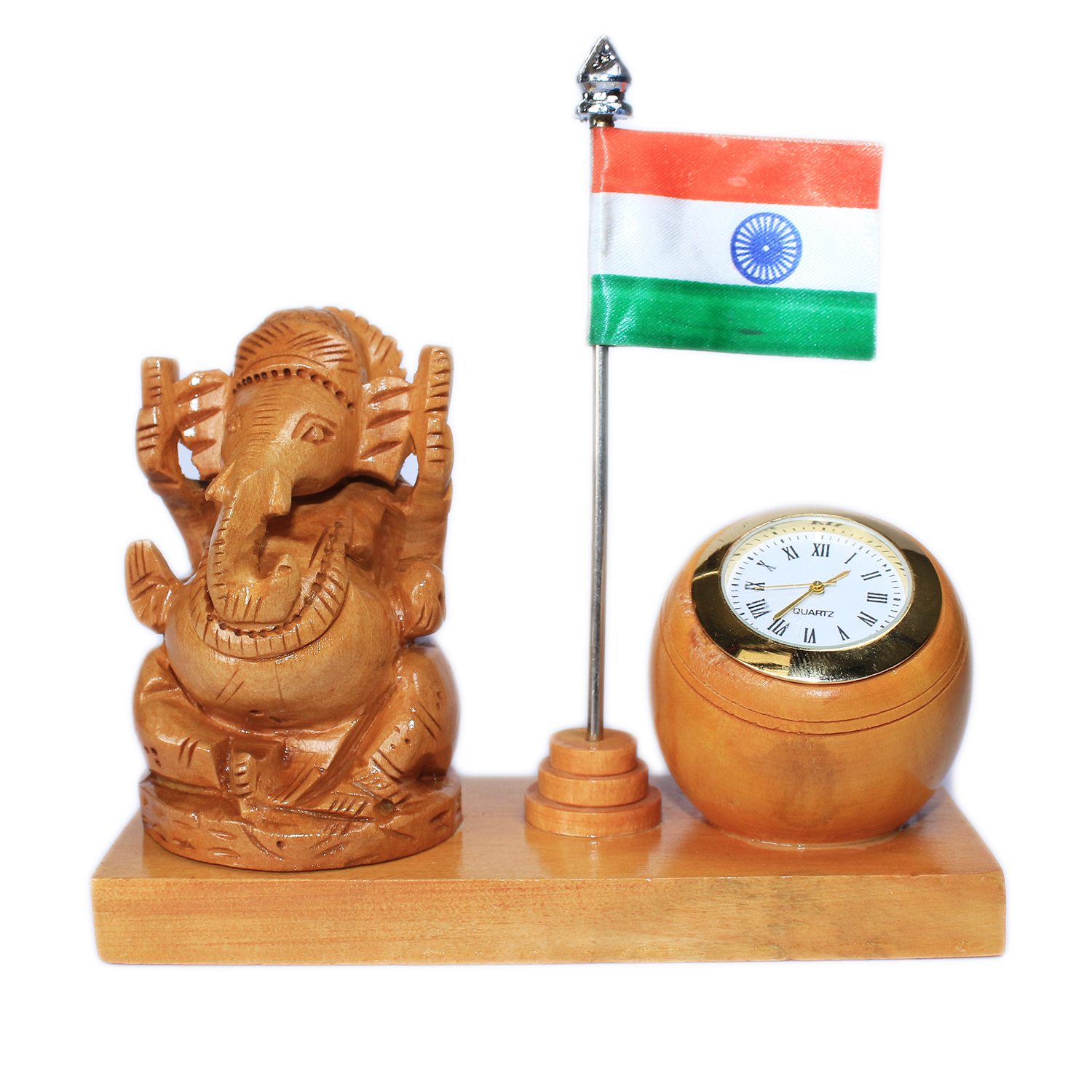 Haldu Wood Lord Ganesha with Watch Table Holder