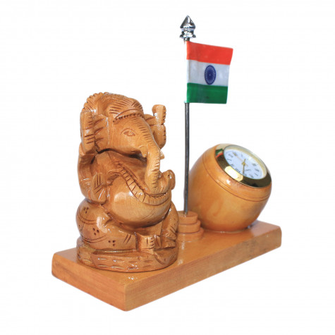 Haldu Wood Lord Ganesha with Watch Table Holder