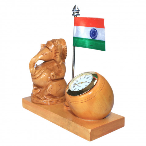 Haldu Wood Lord Ganesha with Watch Table Holder