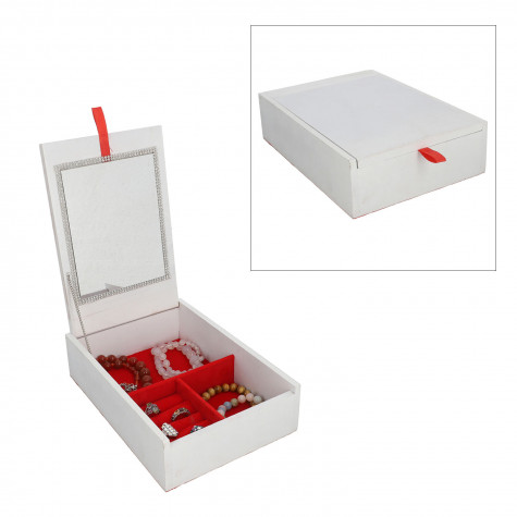 MDF Bord White Color Painted Handcrafted Jewellery Box 